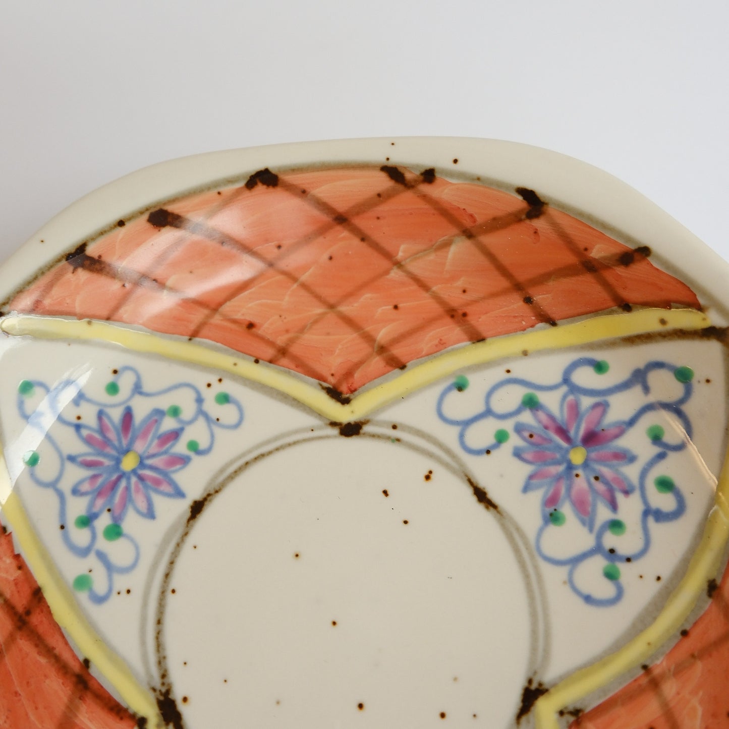 Uba Arita Ware Hand Painted Hexagonal Floral Cup and Saucer 100ml - Orange