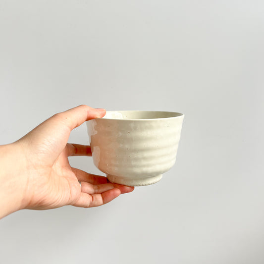 Uba Kiln Woven Chazuke Tea Matcha Bowl 12cm - White
