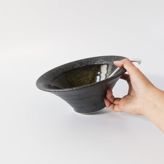 Uba Marbled High Stand Ramen Noodle Large Bowl 22cm- Green