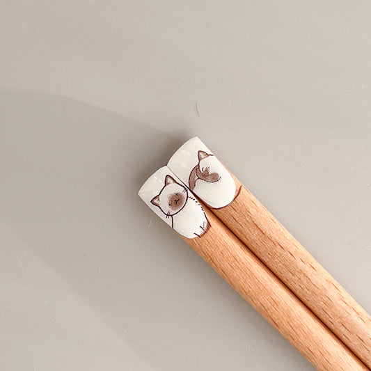 Uba Nyanmoniite Cat Chopsticks 22.5cm - Siamese