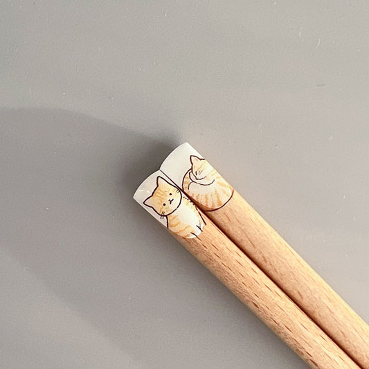 Uba Nyanmoniite Cat Chopsticks 22.5cm - Brown Tabby
