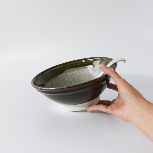 Uba Oribe Suribachi Ramen Noodle Bowl 22cm