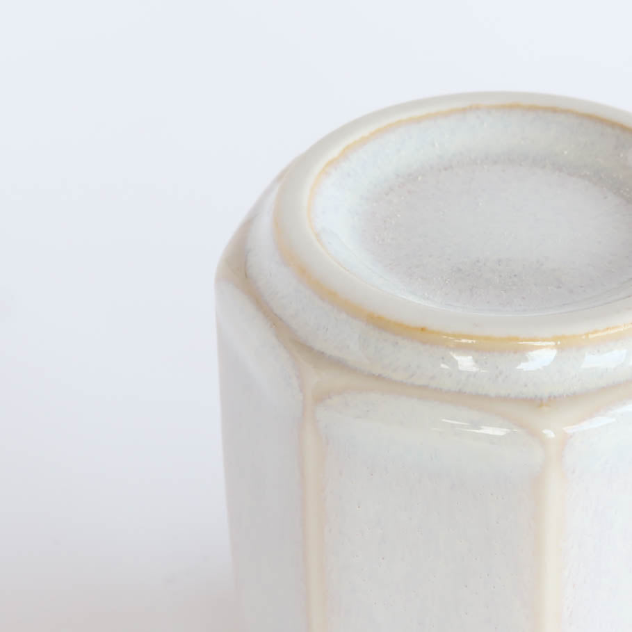 Uba Rusty Unofu Octagonal Japanese Teacup 160ml - White